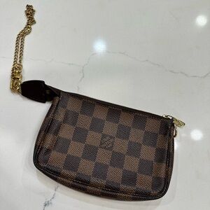 Louis Vuitton Mini Pouchette Damier Ebene Wristlet
